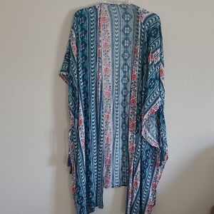 Rewind Floral Patterned Kimono - Blue Size L